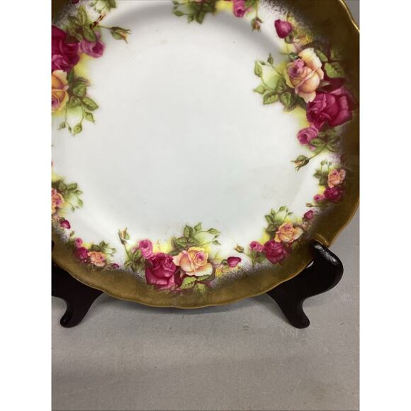 Royal Chelsea ‘Golden Rose’ Plate - Bone China - 8”D - Made In England - Picture 3 of 6